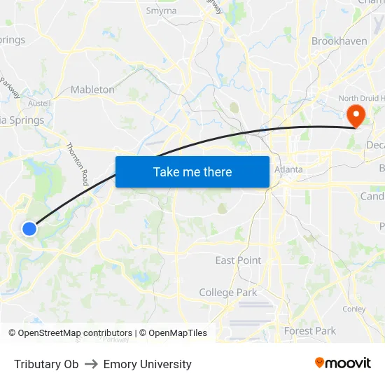 Tributary Ob to Emory University map