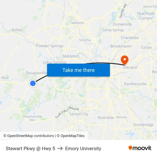 Stewart Pkwy @ Hwy 5 to Emory University map