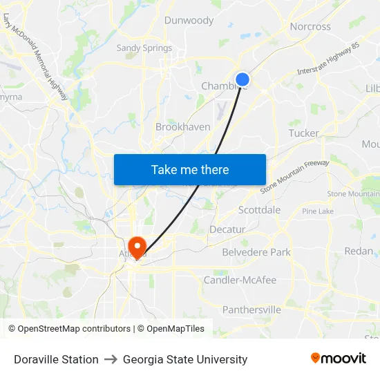 Doraville Station to Georgia State University map