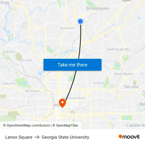 Lenox Square to Georgia State University map