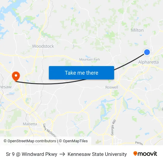 Sr 9 @ Windward Pkwy to Kennesaw State University map