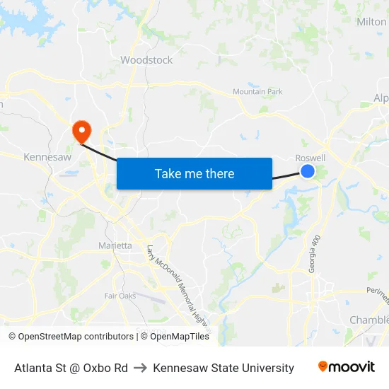 Atlanta St @ Oxbo Rd to Kennesaw State University map