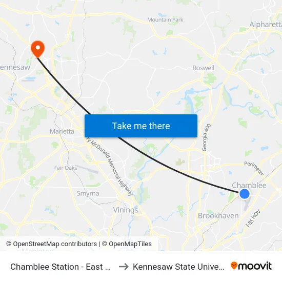 Chamblee Station - East Loop to Kennesaw State University map