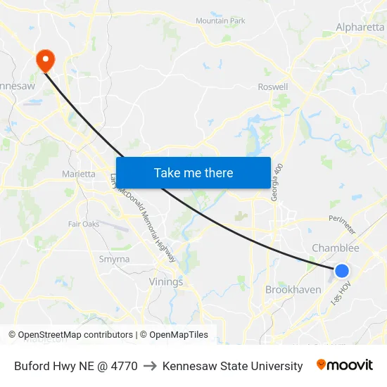Buford Hwy NE @ 4770 to Kennesaw State University map