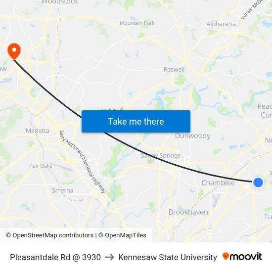 Pleasantdale Rd @ 3930 to Kennesaw State University map