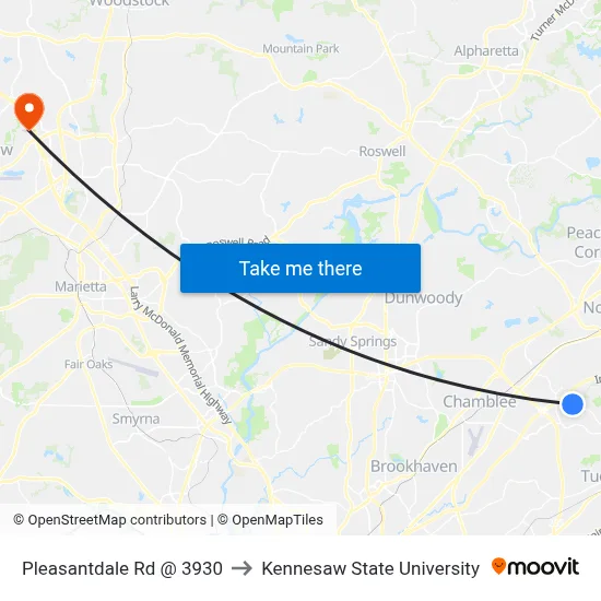 Pleasantdale Rd @ 3930 to Kennesaw State University map