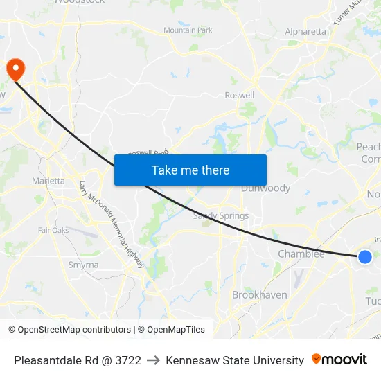 Pleasantdale Rd @ 3722 to Kennesaw State University map