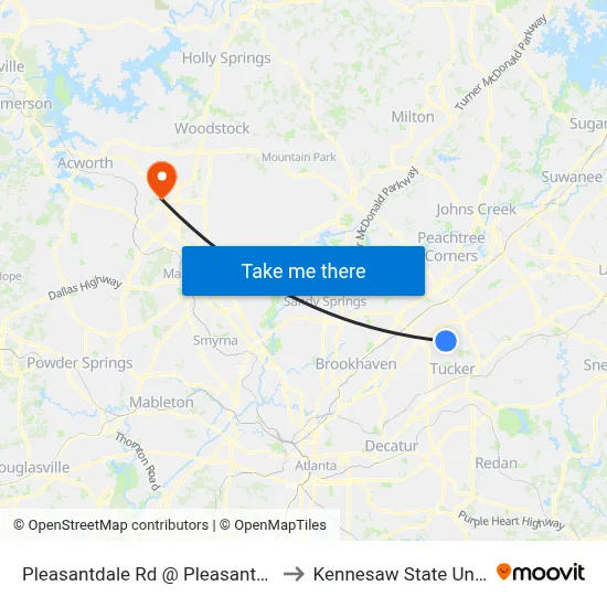 Pleasantdale Rd @ Pleasantdale Pkwy to Kennesaw State University map