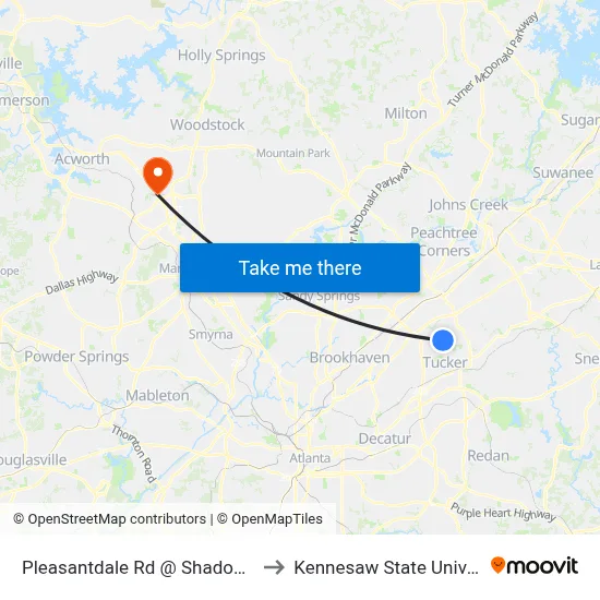 Pleasantdale Rd @ Shadow Walk to Kennesaw State University map
