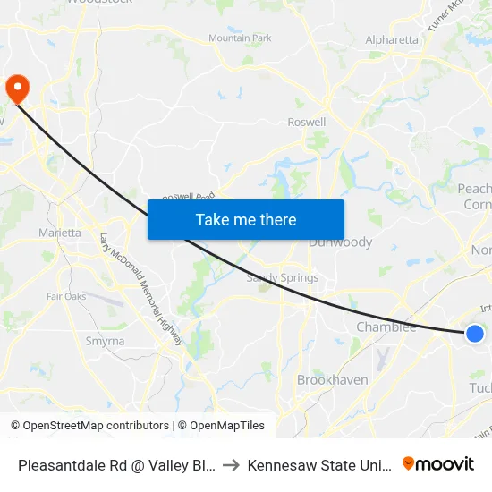 Pleasantdale Rd @ Valley Bluff Way to Kennesaw State University map
