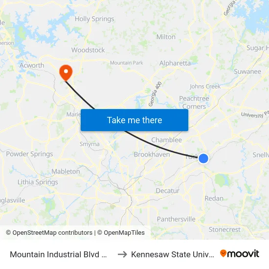 Mountain Industrial Blvd @ 2530 to Kennesaw State University map