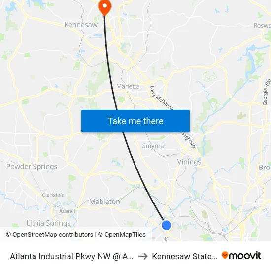 Atlanta Industrial Pkwy NW @ Atlanta Industrial Dr to Kennesaw State University map