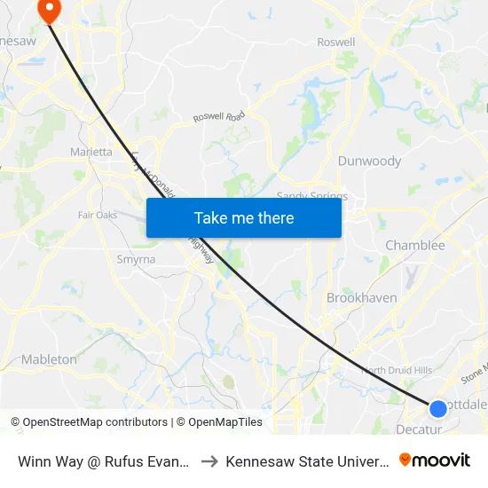Winn Way @ Rufus Evans Dr to Kennesaw State University map