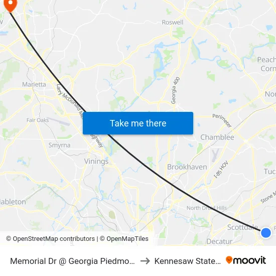 Memorial Dr @ Georgia Piedmont Tech College Dr to Kennesaw State University map