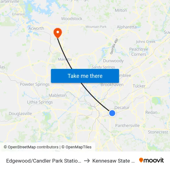 Edgewood/Candler Park Station - South Loop to Kennesaw State University map
