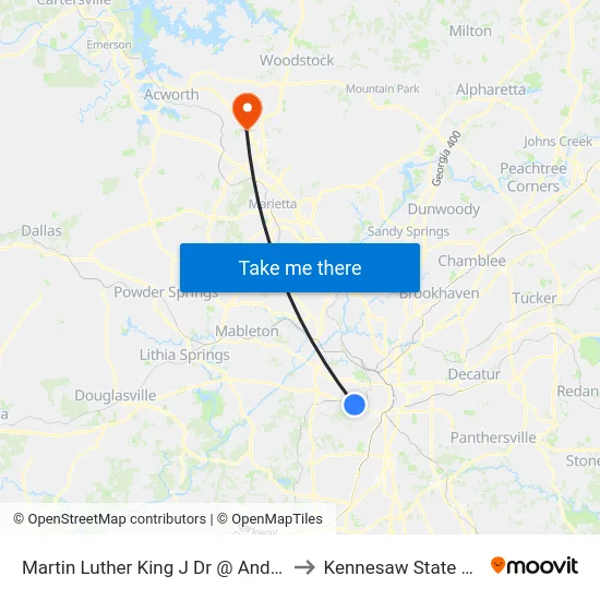 Martin Luther King J Dr @ Anderson Ave SW to Kennesaw State University map