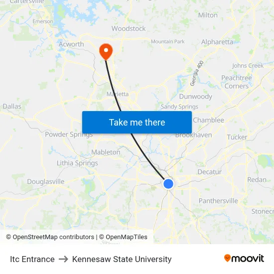 Itc Entrance to Kennesaw State University map