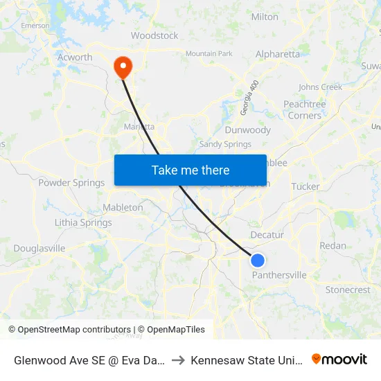 Glenwood Ave SE @ Eva Davis Way to Kennesaw State University map