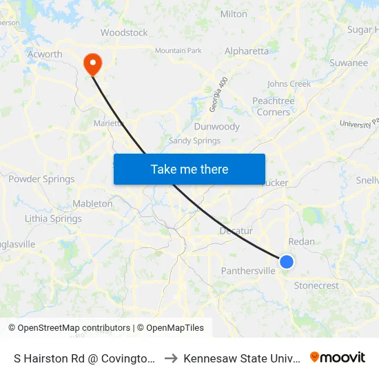 S Hairston Rd @ Covington Hwy to Kennesaw State University map