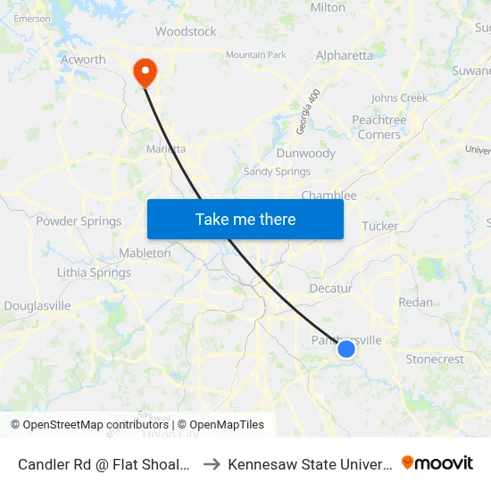 Candler Rd @ Flat Shoals Rd to Kennesaw State University map