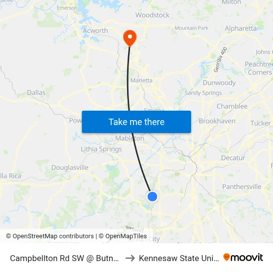 Campbellton Rd SW @ Butner Rd SW to Kennesaw State University map