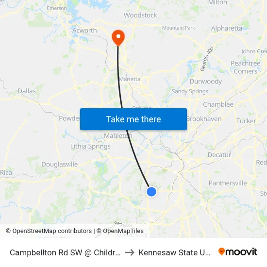 Campbellton Rd SW @ Childress Dr SW to Kennesaw State University map