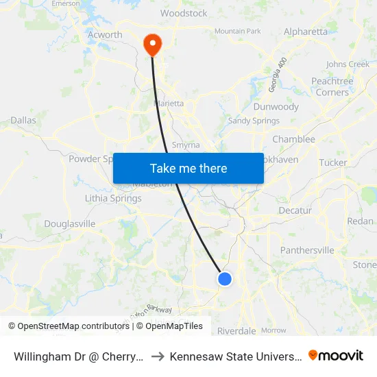 Willingham Dr @ Cherry St to Kennesaw State University map