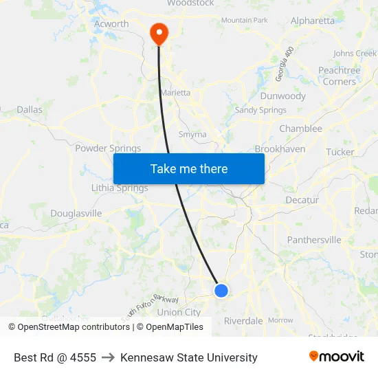 Best Rd @ 4555 to Kennesaw State University map