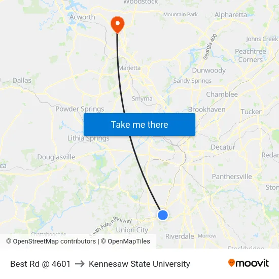 Best Rd @ 4601 to Kennesaw State University map