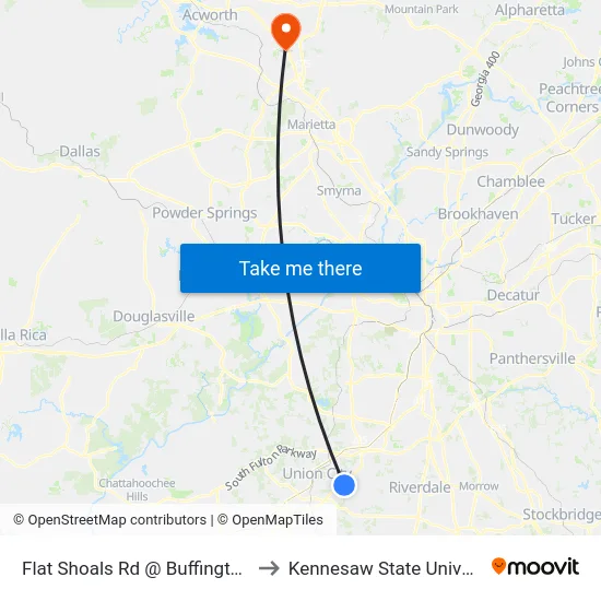 Flat Shoals Rd @ Buffington Rd to Kennesaw State University map