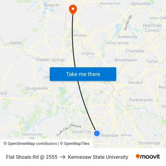 Flat Shoals Rd @ 2555 to Kennesaw State University map