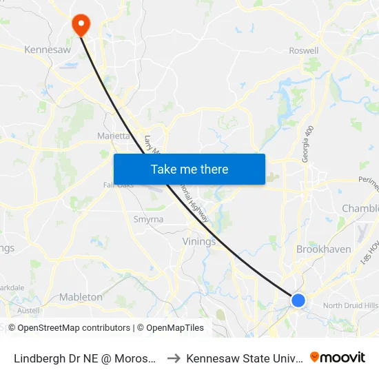 Lindbergh Dr NE @ Morosgo Way to Kennesaw State University map