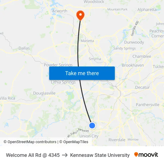 Welcome All Rd @ 4345 to Kennesaw State University map