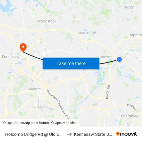 Holcomb Bridge Rd @ Old Dogwood Rd to Kennesaw State University map