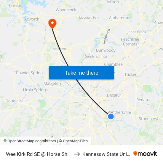 Wee Kirk Rd SE @ Horse Shoe Dr SE to Kennesaw State University map