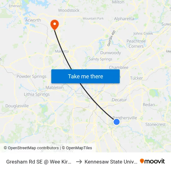 Gresham Rd SE @ Wee Kirk Rd SE to Kennesaw State University map