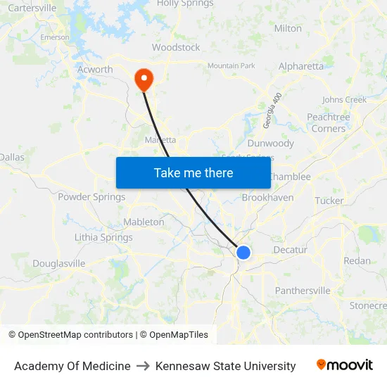 Academy Of Medicine to Kennesaw State University map