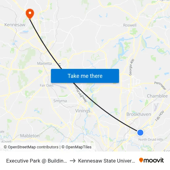 Executive Park @ Building 6 to Kennesaw State University map