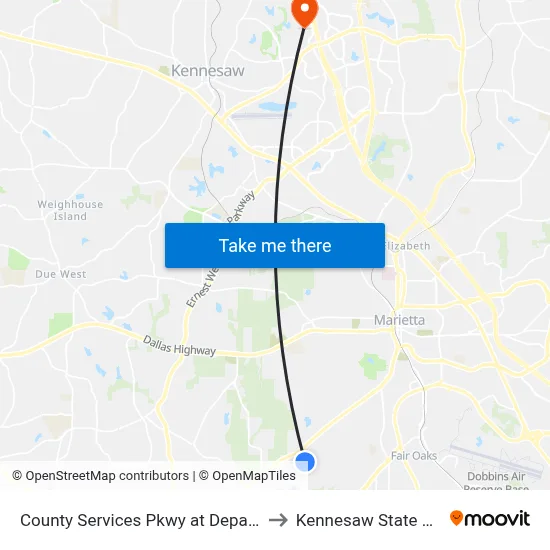 County Services Pkwy at Department Of Mo to Kennesaw State University map