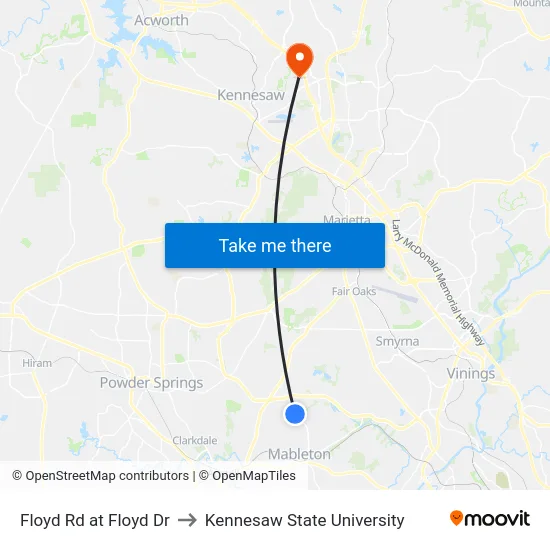 Floyd Rd at Floyd Dr to Kennesaw State University map