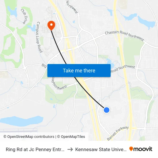 Ring Rd at Jc Penney Entrance to Kennesaw State University map