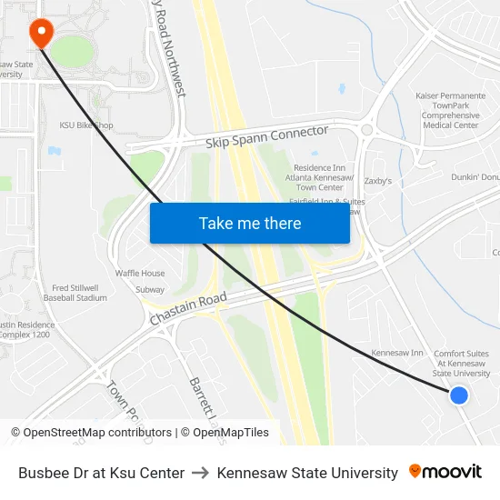 Busbee Dr at Ksu Center to Kennesaw State University map