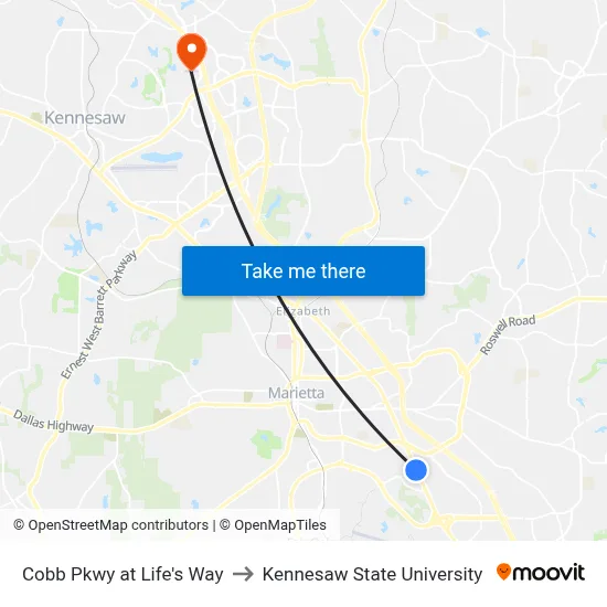 Cobb Pkwy at Life's Way to Kennesaw State University map