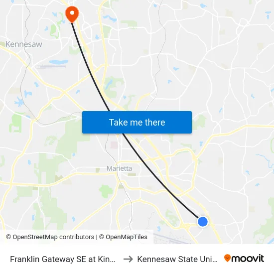 Franklin Gateway SE at Kingston Ct to Kennesaw State University map