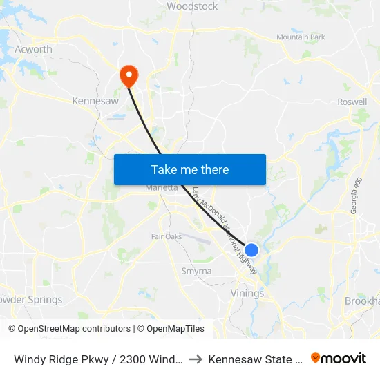 Windy Ridge Pkwy / 2300 Windy Ridge Buiding to Kennesaw State University map