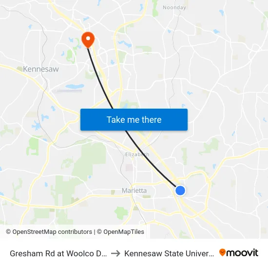 Gresham Rd at Woolco Dr Tt to Kennesaw State University map