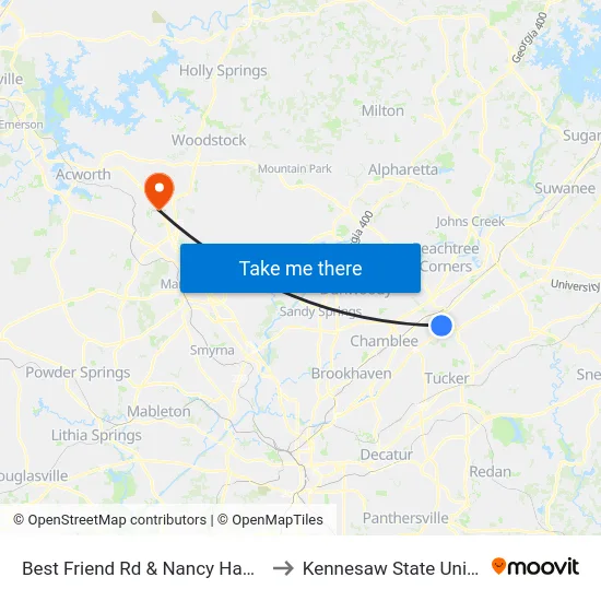 Best Friend Rd & Nancy Hanks Dr Ib to Kennesaw State University map
