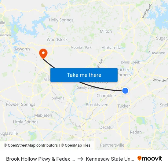 Brook Hollow Pkwy & Fedex Entrance to Kennesaw State University map