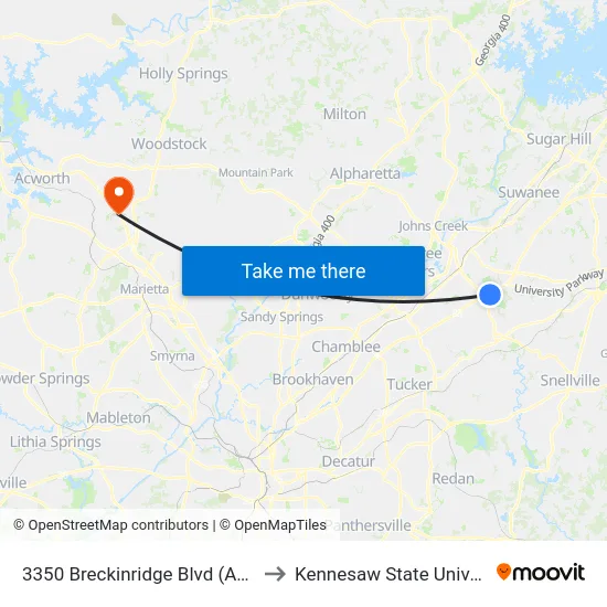 3350 Breckinridge Blvd (Across) to Kennesaw State University map