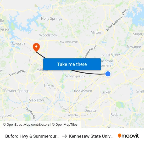 Buford Hwy & Summerour St Ib to Kennesaw State University map